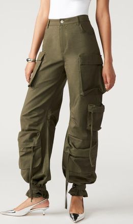 Steve Madden Duo Wide Leg Cargo Pants in Olive at Nordstrom, Size X-Large
