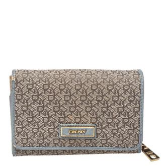 DKNY Dkny Grey Monogram Canvas And Leather Flap Wallet