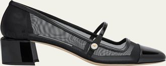 Jimmy Choo London Elisa Mesh Mary Jane Ballerina Pumps