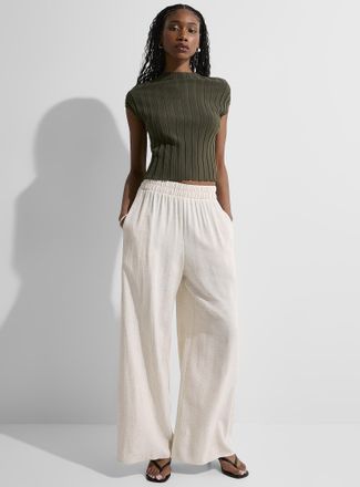 Icone Womens Natural linen wide-leg pant