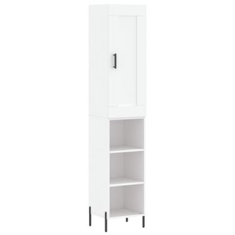 vidaXL Aparador Alto Madera Contrachapada Blanco 34,5x34x180 Cm Vidaxl