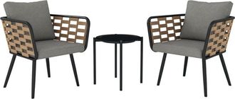 OUTSUNNY 3 Pieces Rattan Bistro Set, Wicker Garden Furniture Set w/ Cushions