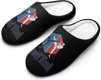 Generic Muay Thai Funny Mens Cotton Slippers Soft Non-Slip Rubber Sole House Slipper Indoor Outdoor