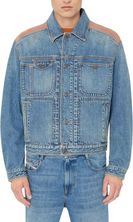 Diesel D BAS 0EIAW Mens Trucker Jacket Long Sleevet - Blue - Size Medium