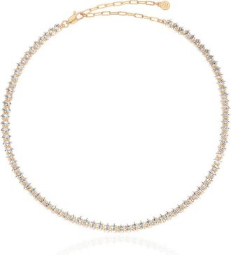 Ettika Dainty Marquise Cubic Zirconia Tennis Necklace in Gold at Nordstrom