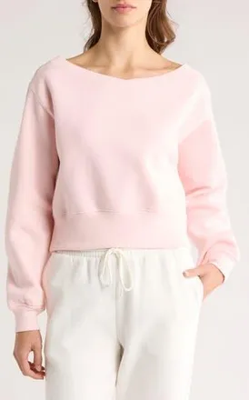 Abound V-Neck Crop Sweatshirt in Pink Balm at Nordstrom Rack, Size X-Large