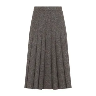 Brunello Cucinelli Dames, Rokken, Bruin, Maat: S Wol