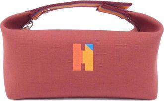 Herm&egrave;s Rouge H Canvas Pouch (Pre-Owned)