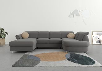Sit&more Wohnlandschaft »Apulia U-Form« wahlweise Bettfunktion, Bettkasten und Kopf- und Armteilverstellung