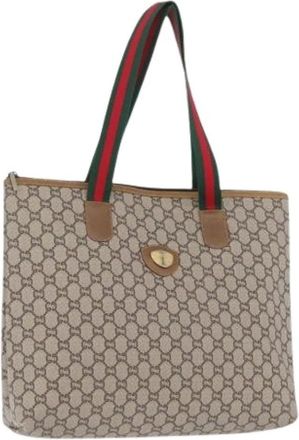 Gucci Pre-owned Tote Bags, female, Beige, Size: ONE SIZE Pre-owned Vintage Canvas Tote Bag