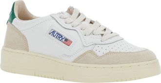 Autry Womens Low-Top Sneakers Medalist White Leather Green Suede Cow Trainers