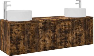 vidaXL Juego De Muebles De Ba&ntilde;o 3 Uds. Roble Ahumado Vidaxl