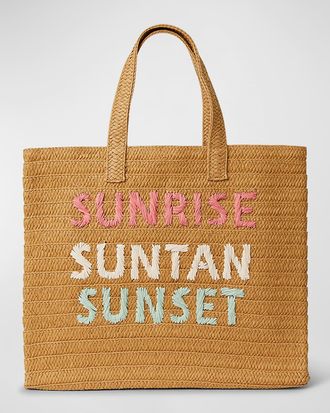 BTB Los Angeles Sunrise Suntan Sunset Straw Tote Bag