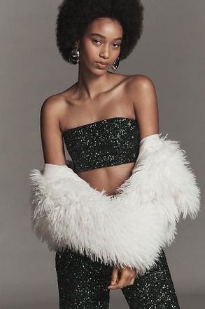 endless rose Strapless Sequin Crop Top