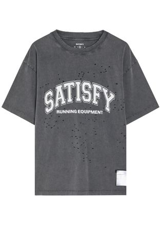 SATISFY Mothtech Distressed Cotton T-shirt - Black - XL