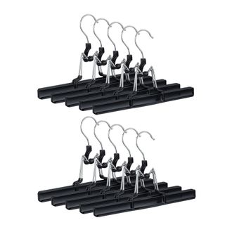 Relaxdays Pack De 10 Perchas Pantalones Y Faldas, Metal Y Pvc, Negro, 15.8 X 26 X 3 Cm - Relaxdays