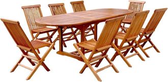 Concept Usine Conjunto de jardín de teca aceitada para 8 personas, mesa ovalada