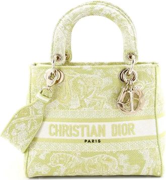 Dior Toile de Jouy Lady D-Lite Bag Embroidered Canvas tote bag - Groen