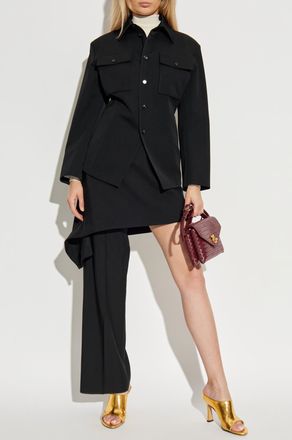 Bottega Veneta Wool Shirt With Pockets, Womens, Black