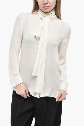 Khaite Camicia Tie Neck in Seta con Abbottonatura Nascosta Khaite