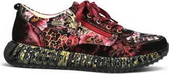 Laura Vita Womens Goth Victorian Floral Red Leather Trainer Sneaker - Burton-43