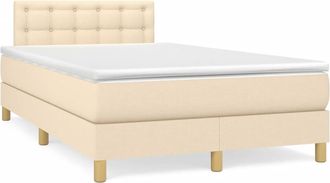 vidaXL Cama Box Spring Con Colch&oacute;n Tela Color Crema 120x190 Cm Vidaxl
