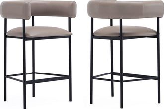 Manhattan Comfort Onda Metal Vegan Leather Counter Stool