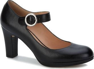 Andrea Womens Leather Heels With Ankle Strap In Black