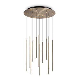 Netlighting Filo Decorative 12 Drop Cluster Pendant Ceiling Light Brass 3000K in Yellow