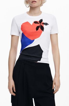 Desigual Graphic Print T-Shirt in White at Nordstrom, Size X-Small