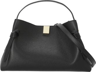 Yuzefi Tassen, Dames, Zwart, ONE Size, Leer, Gyoza Schoudertas