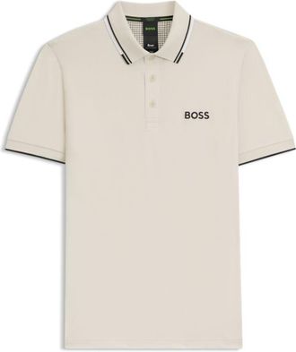BOSS Cotton-blend polo shirt with contrast logos