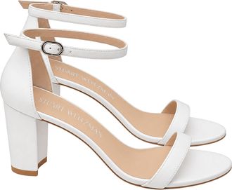 Stuart Weitzman Ankle Strap Sandal Heels in White Leather