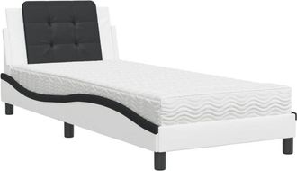 vidaXL Cama Con Colch&oacute;n Cuero Sint&eacute;tico Blanco Y Negro 90x190 Cm Vidaxl