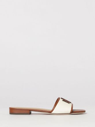 Lauren Ralph Lauren Slippers Everley in canvas di cotone e pelle