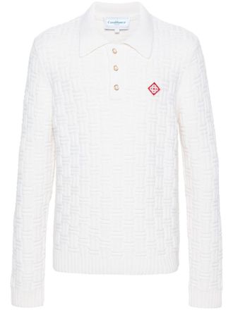 Casablanca Column stitch polo shirt - White