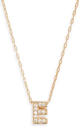 Nordstrom Pav&eacute; Cubic Zirconia Initial Necklace in E- Clear- Gold at Nordstrom