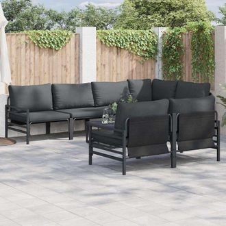 vidaXL Conjunto De Sof&aacute; De Jard&iacute;n 7 Pcs Antracita Acero & Tela Vidaxl