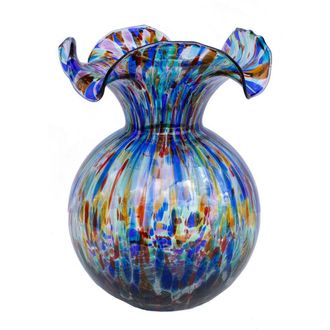 Vietri Hibiscus Glass Carnivale Medium Fluted Vase in Multi at Nordstrom