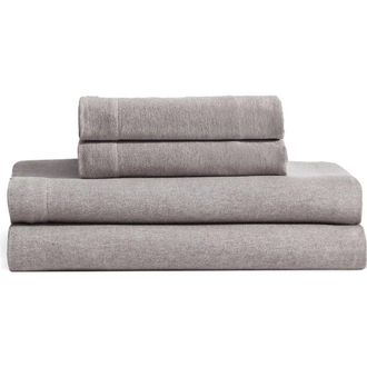 Calvin Klein Modern M&eacute;lange Cotton Blend Sheet Set in Medium /Dark Brown at Nordstrom, Size Queen