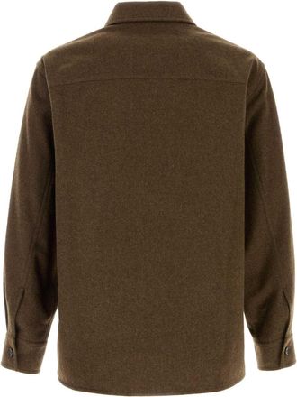 Jil Sander Mens Shirt Khaki Virgin Wool