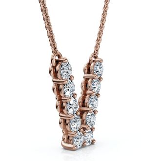 Pompeii3 1Ct Diamond Initial V Pendant 14k Gold 18 Necklace Lab Grown 5/8 Tall