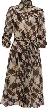 Diane Von F&uuml;rstenberg Hillevi Sheer Silk Midi Dress in Multicolor Silk