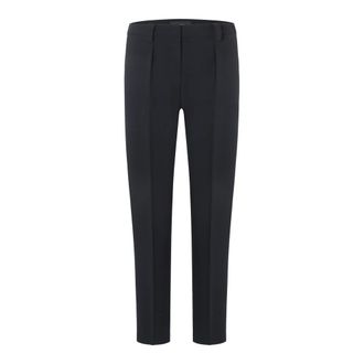 Cambio Slim-fit Trousers, female, Blue, XL, Navy Trousers with Pressed Front