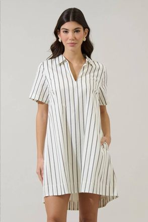 Sugarlips Striped Collared Mini Dress In Multi