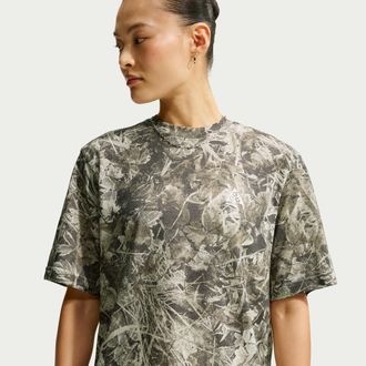 Nike Womens Nike ACG Chamo Camo Dri-FIT Trail Running T-Shirt in White | IU1262-104