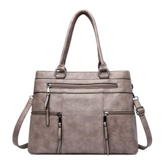 Generic Compatible For Womens Handbag - With Detachable Shoulder Strap Zipper Closure, Work And Travel Bag Durable(Grey)