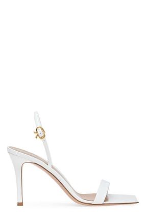 Gianvito Rossi Ribbon Stiletto 85 Sandals in White Leather at Nordstrom, Size 39.5