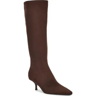 Nine West Havier Knee High Kitten Heel Boot in Dark Brown at Nordstrom, Size 7 Wide Calf