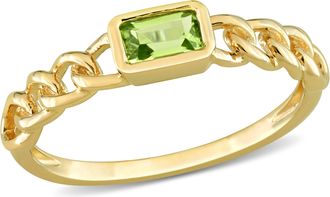 Mimi & Max 1/3ct TGW Octagon-Cut Peridot Interlocking Design Ring in 14k Yellow Gold